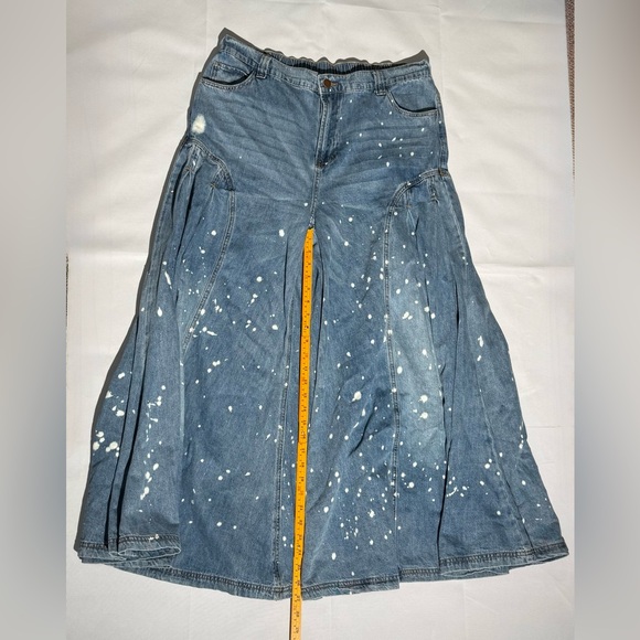 Oli & Hali Bleach Splatter Wide Leg Pleated Side Jeans - XL - EUC - Picture 13 of 16